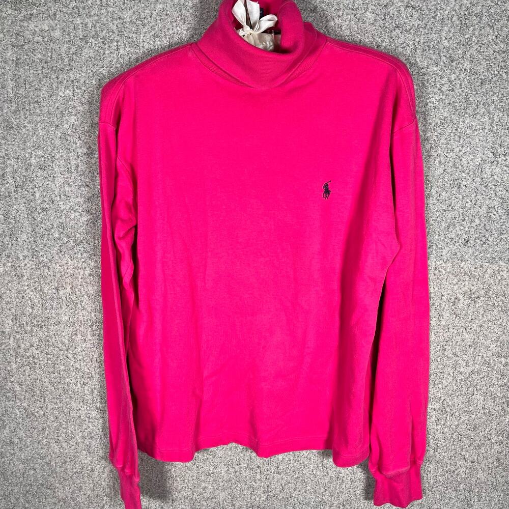 VTG 1990s Ralph Lauren Polo Sport Hot Pink Navy Pony 100% Cotton Preppy Size S